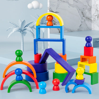 Colorful Kids Wooden Building Blocks Set