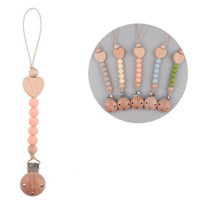 Natural Wooden Baby Pacifier Clip