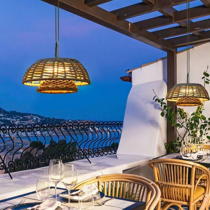 Eco-Friendly Bamboo Outdoor Lamp - Weather-Resistant LED Light Fixture-3