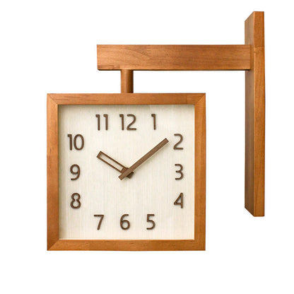 Rustic Wooden Dual Face Corner Wall Clock