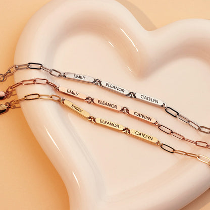 Customizable Family Tree Paperclip Charm Bracelet