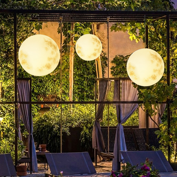 Moon-Shaped Outdoor Lamp - Weatherproof LED Garden Light Fixture for Enchanting Illumination-2