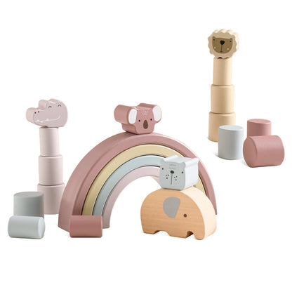 Colorful Wooden Animal Stacking Blocks - Fesara