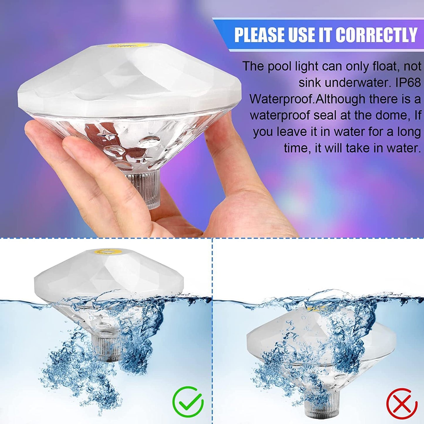 Colorful Solar Powered Pool Float Light Decoration