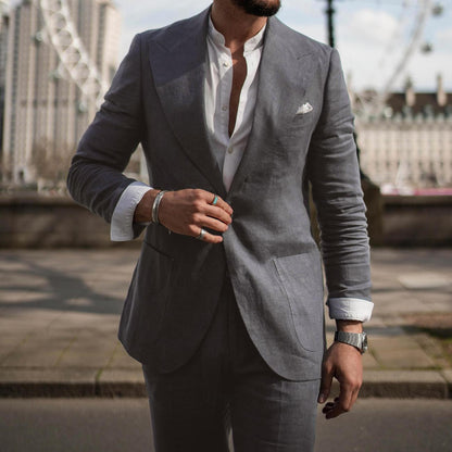 Men's Classic Tailored Linen Suit for Formal Occasions - Fesara