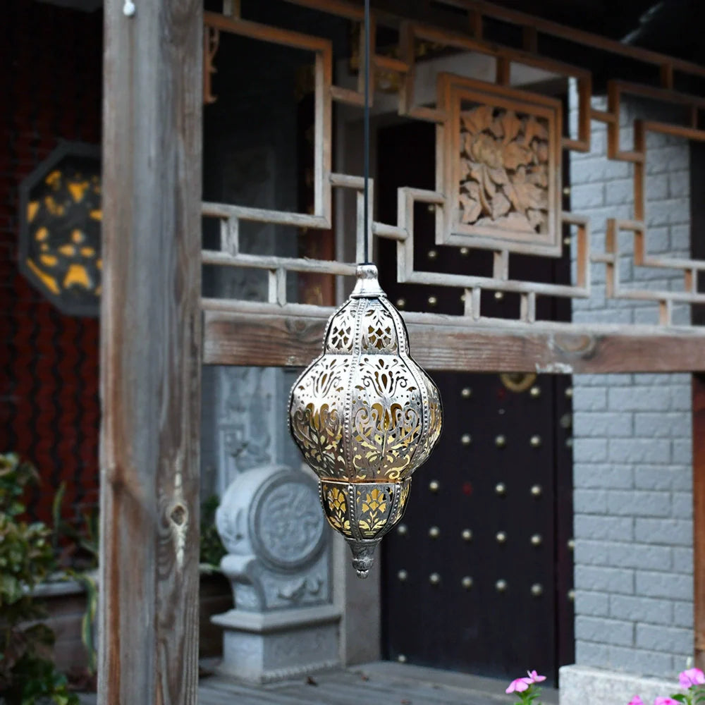 Outdoor Solar Pendant Lantern Moroccan Style Garden Light