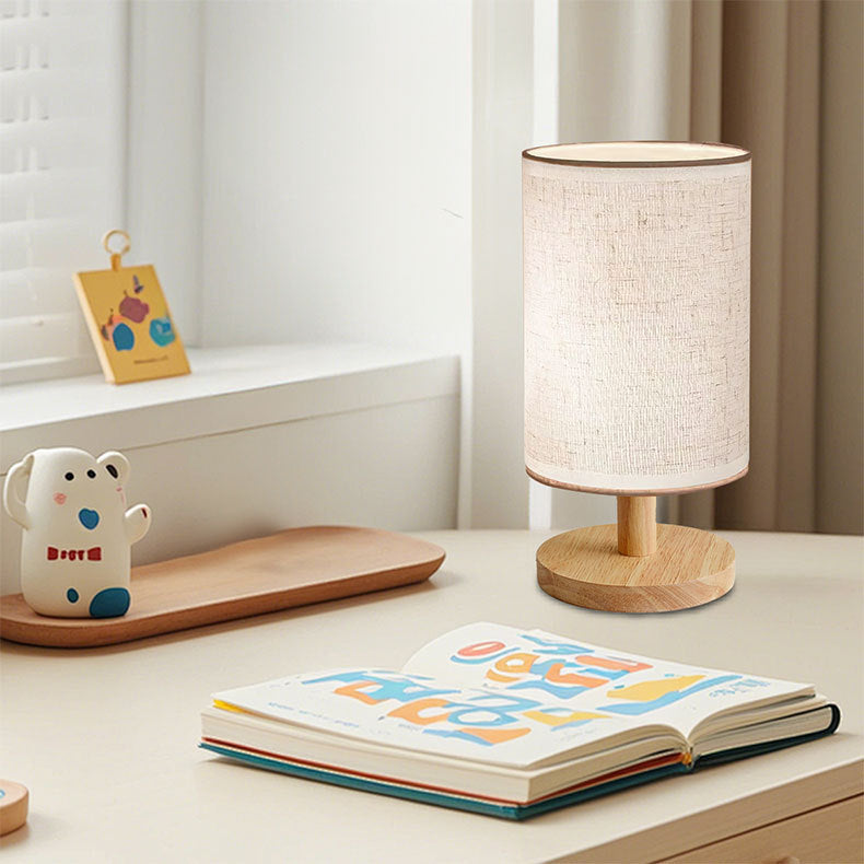 Rustic Wooden Cloth Desk Lamp