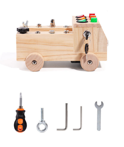 Green Wooden Montessori Fire Truck Toy