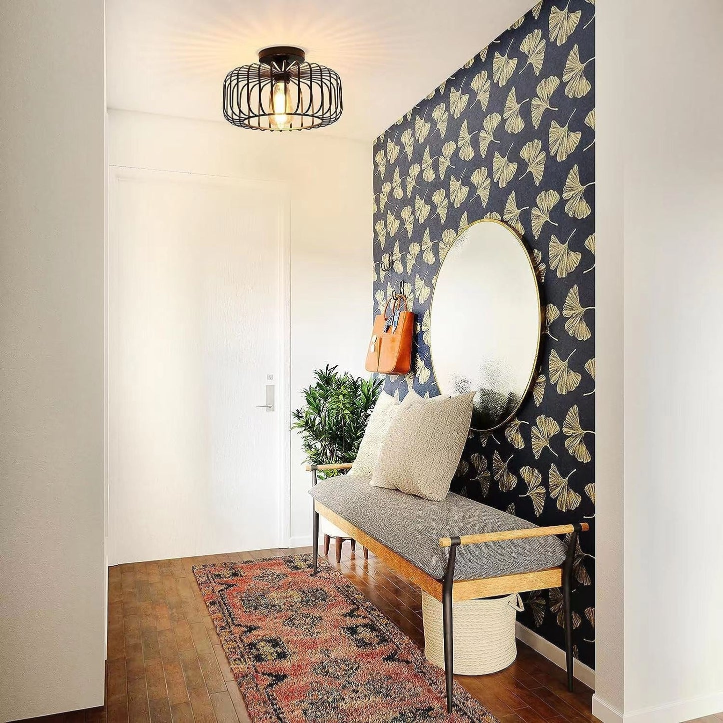 Rustic Metal Birdcage Pendant Light Black