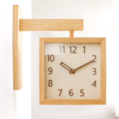 Rustic Wooden Dual Face Corner Wall Clock