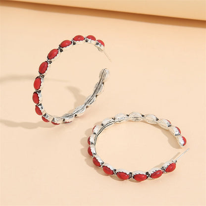 Classic Blue Drop Hoop Earrings