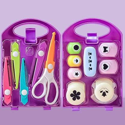 Kids Safe Cutting Scissors and Punch Tool Set