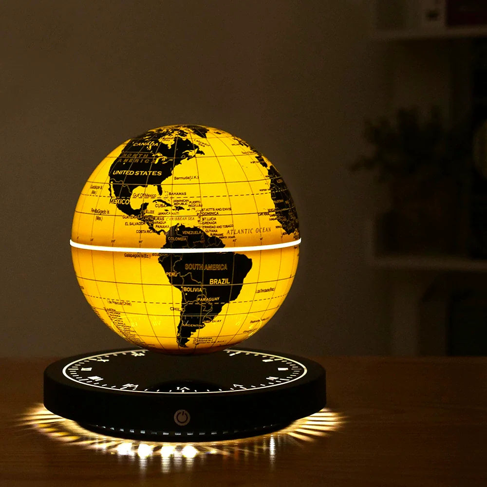 Floating Globe Table Lamp with LED Clock Base