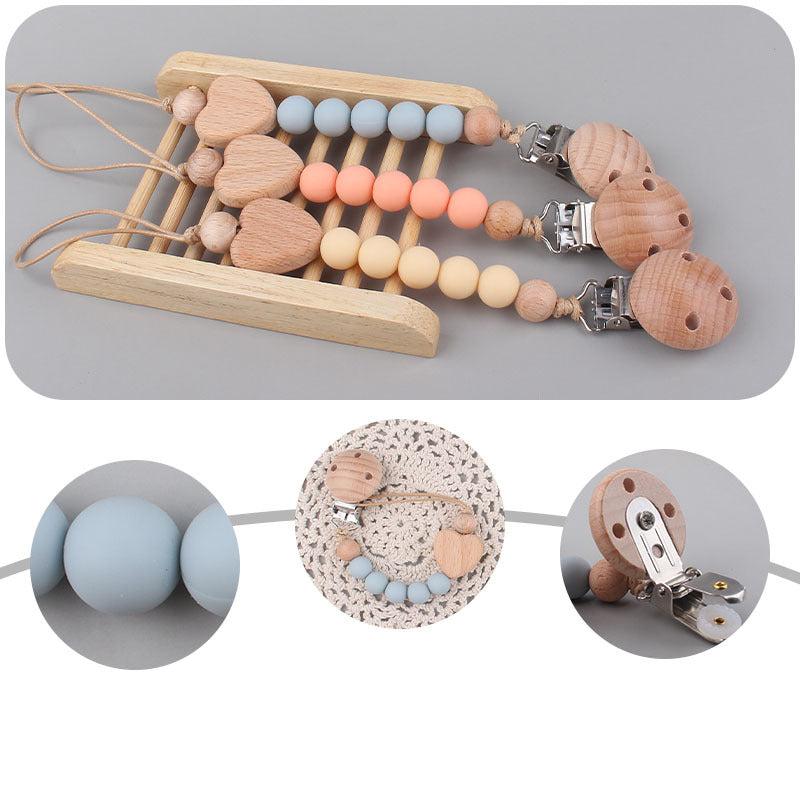 Natural Wooden Baby Pacifier Clip