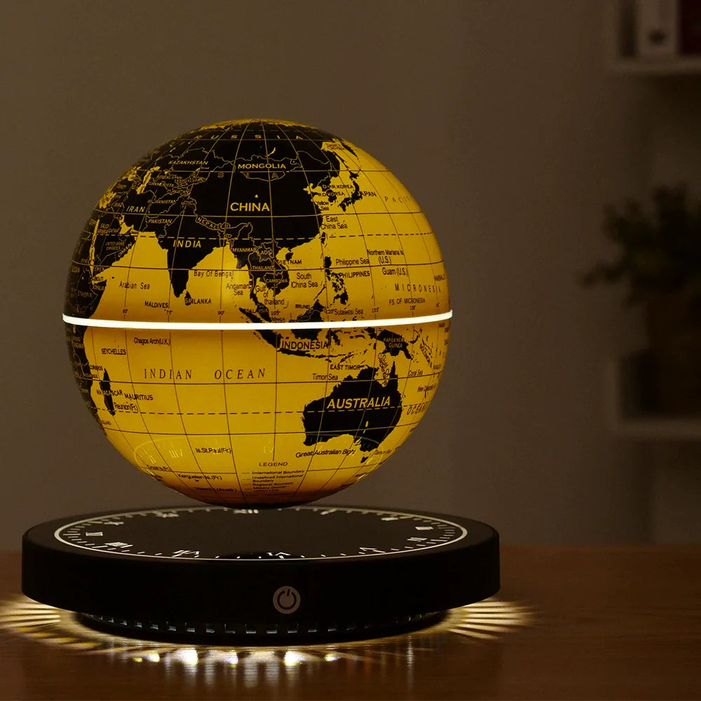 Floating Globe Table Lamp with LED Clock Base