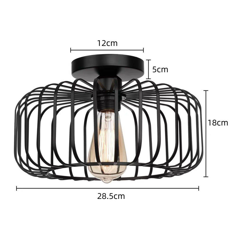 Rustic Metal Birdcage Pendant Light Black