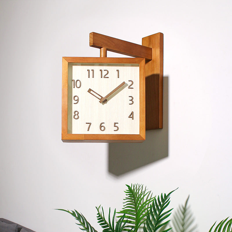 Rustic Wooden Dual Face Corner Wall Clock
