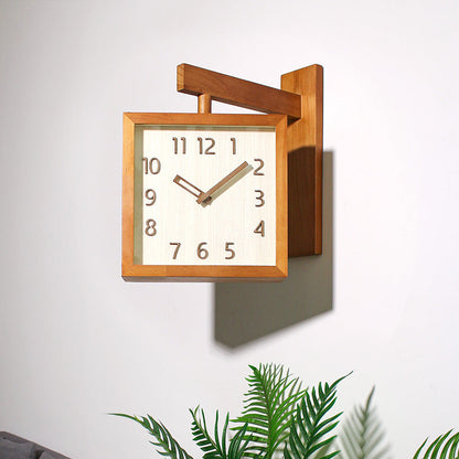 Rustic Wooden Dual Face Corner Wall Clock