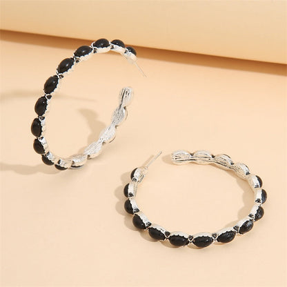 Classic Blue Drop Hoop Earrings