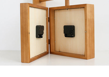 Rustic Wooden Dual Face Corner Wall Clock