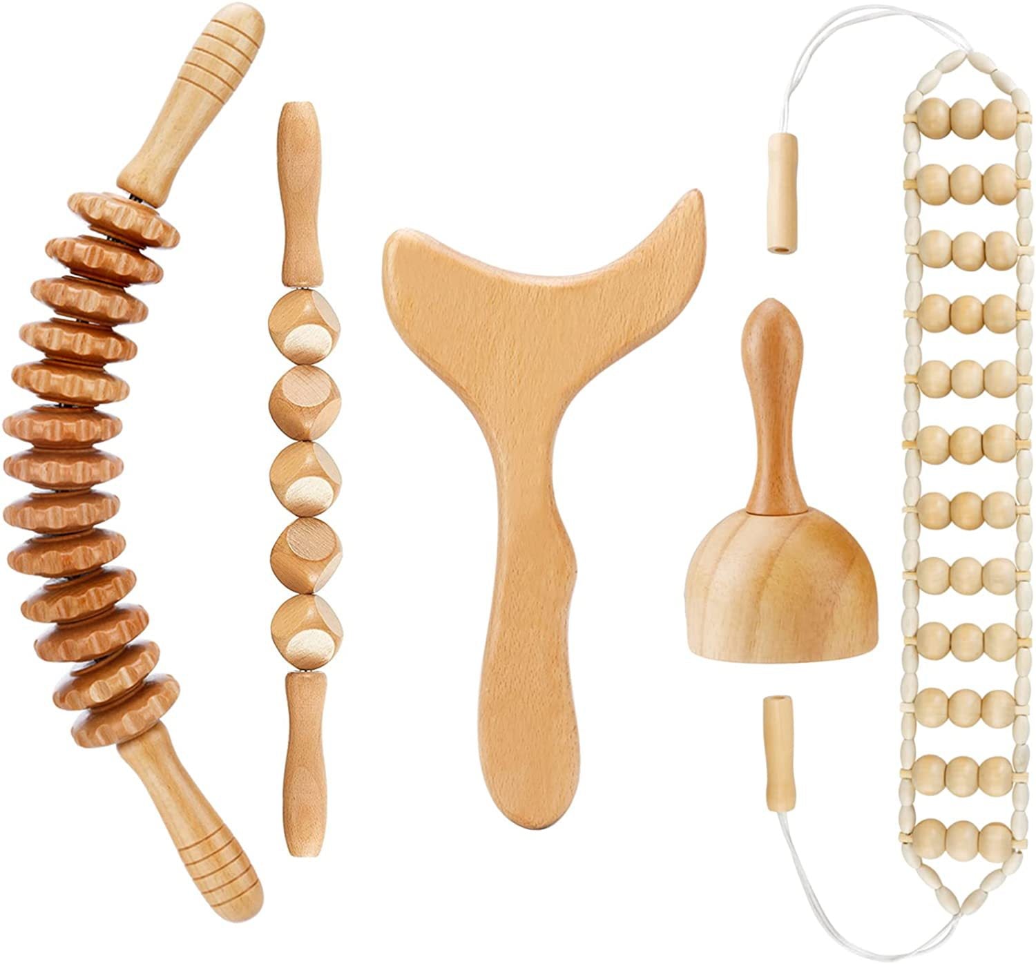 Pro Massage Wooden Roller Kit for Body Relaxation - Fesara
