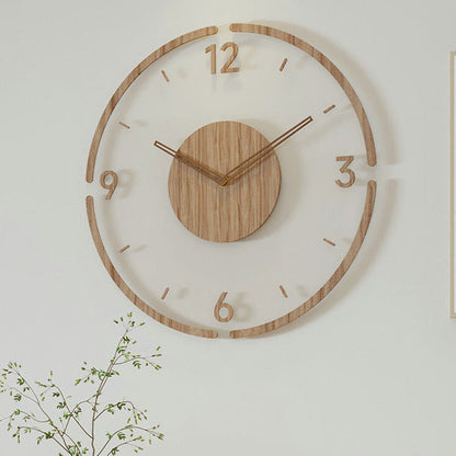 Natural Wood Simple Quiet Wall Clock - Fesara