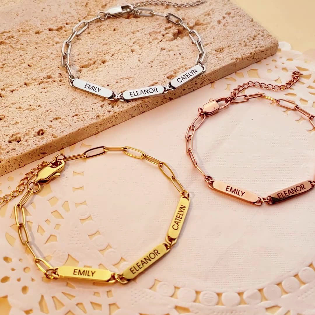 Customizable Family Tree Paperclip Charm Bracelet
