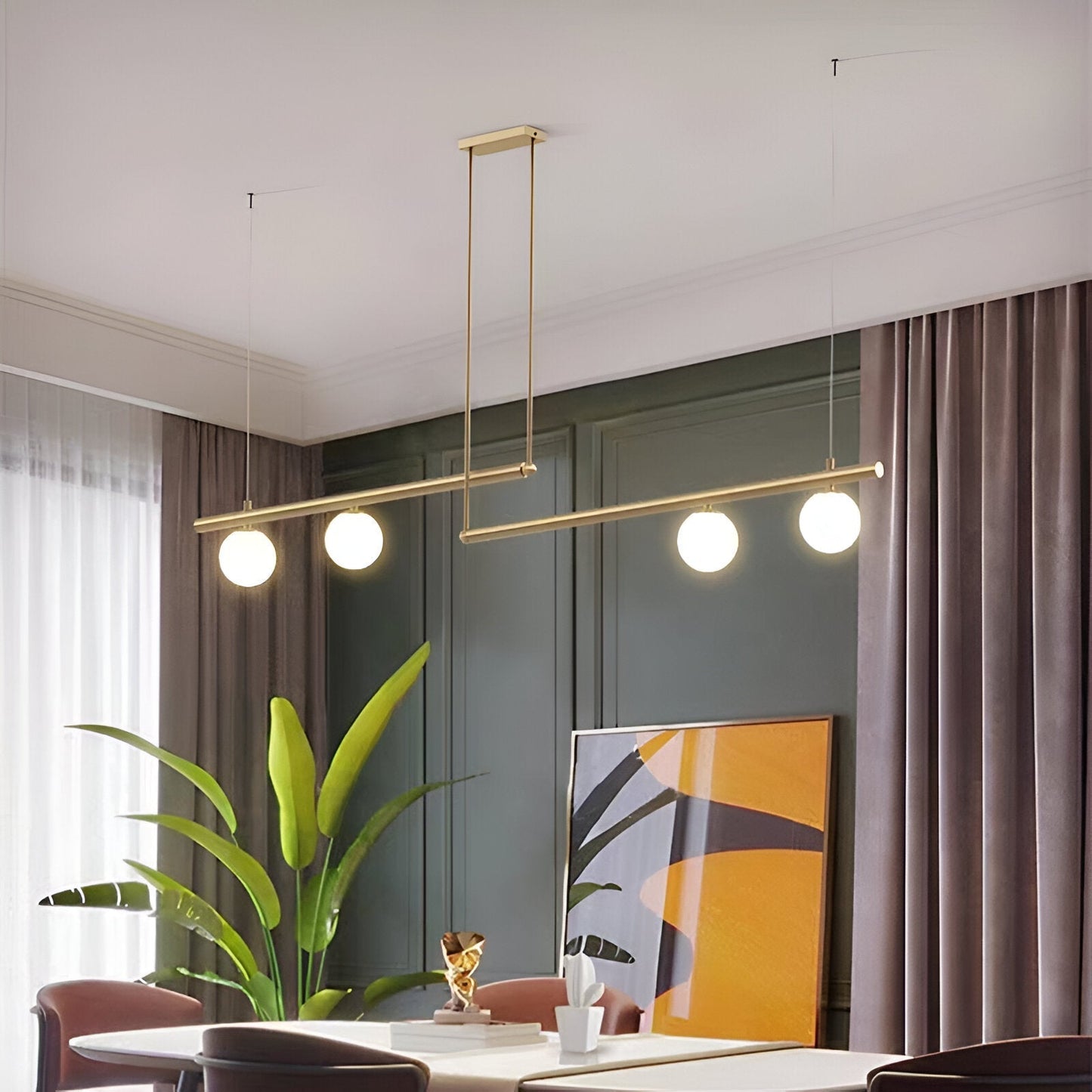 Modern Glass Linear Pendant Light Fixture