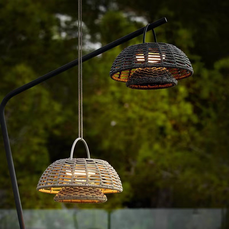 Eco-Friendly Bamboo Outdoor Lamp - Weather-Resistant LED Light Fixture-5