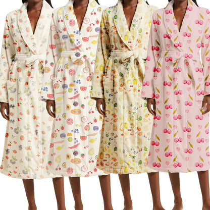 Plush Floral Bathrobe for Women