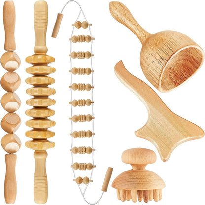 Pro Massage Wooden Roller Kit for Body Relaxation
