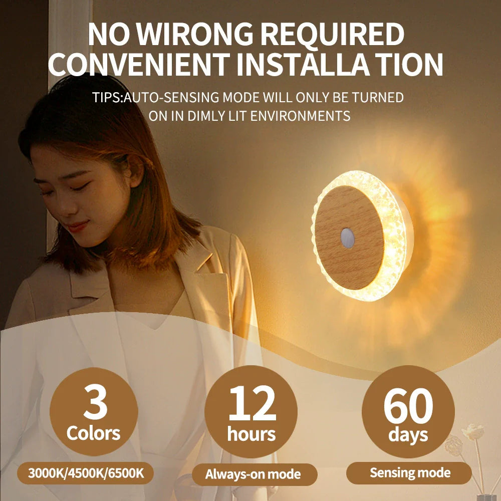 Wireless Motion Sensor LED Night Light Wall Lamp