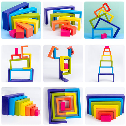 Colorful Kids Wooden Building Blocks Set