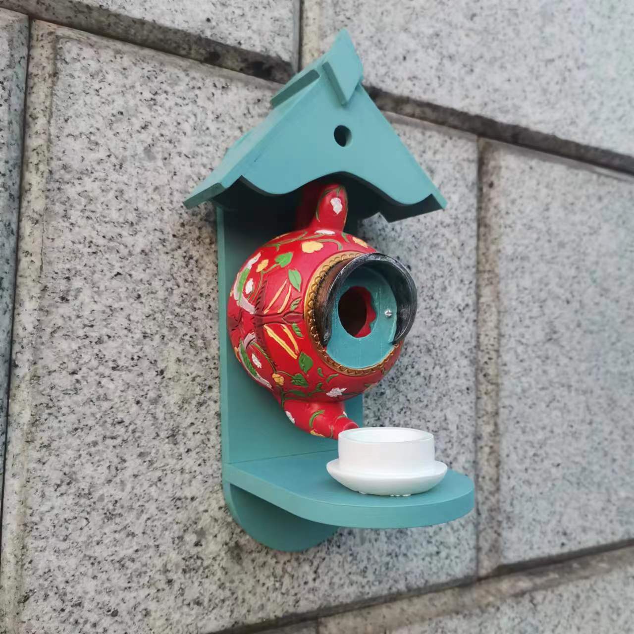Vibrant Outdoor Bird House Teapot