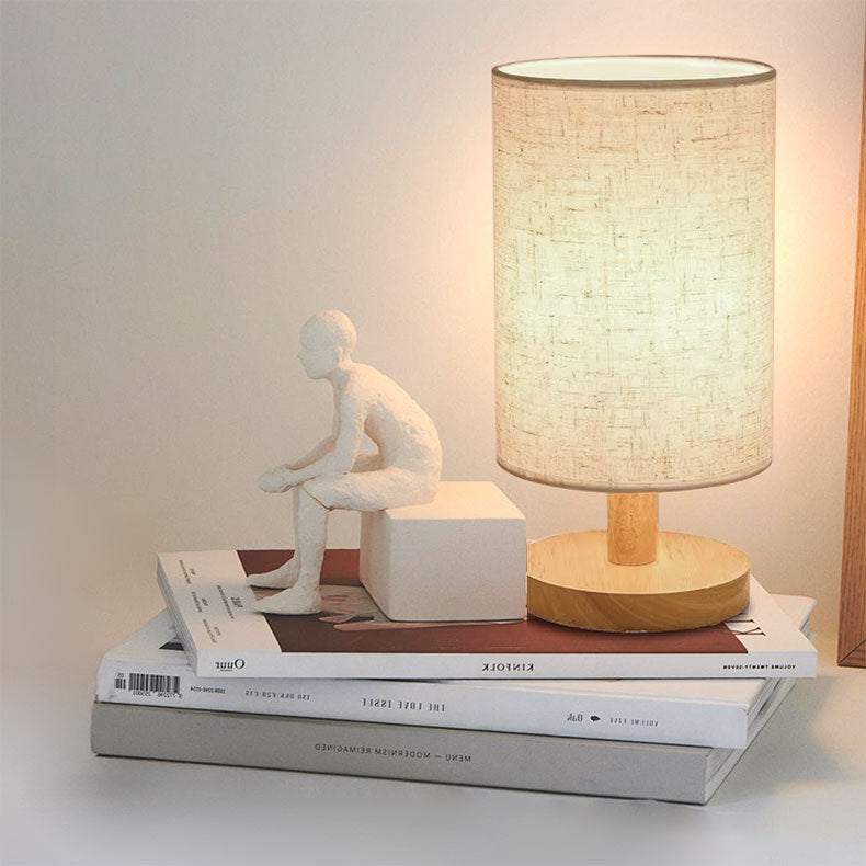 Rustic Wooden Cloth Desk Lamp