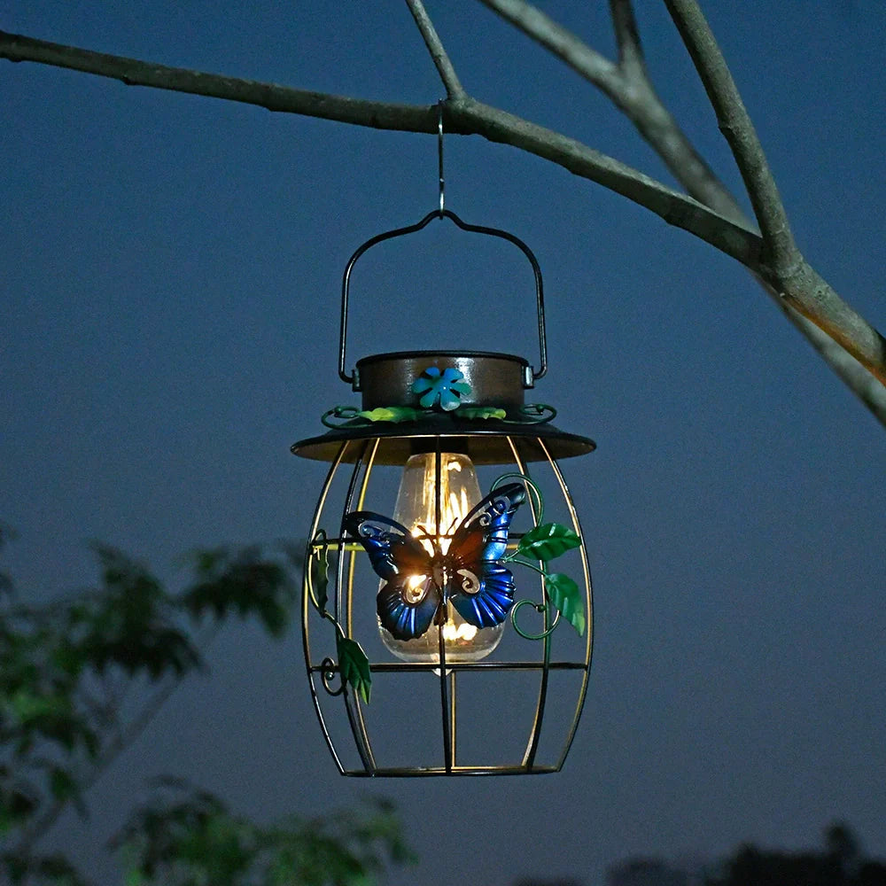 Rustic Solar Metal Outdoor Hanging Garden Lamp - Fesara