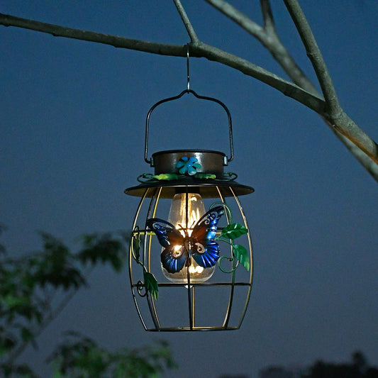 Rustic Solar Metal Outdoor Hanging Garden Lamp - Fesara