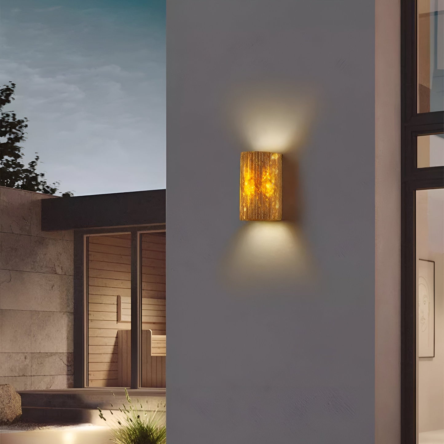 Contemporary Stone Outdoor LED Wall Lamp