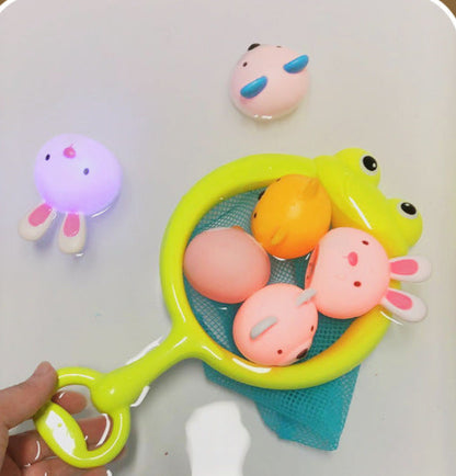 Bright Rubber Bath Toy with Mesh Net