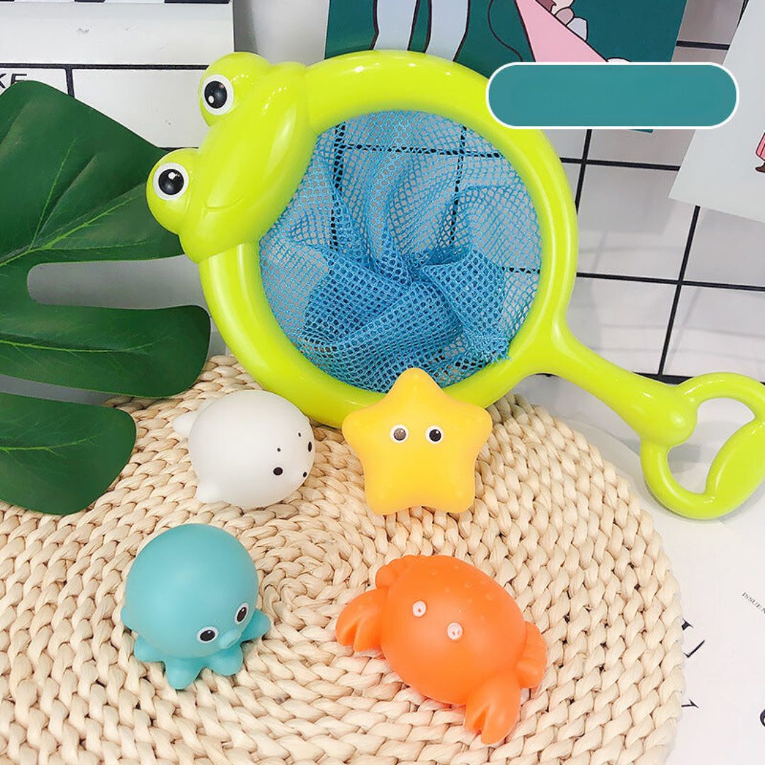 Bright Rubber Bath Toy with Mesh Net
