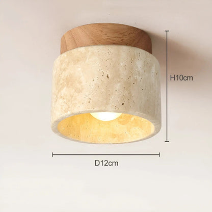 Natural Japanese Style LED Table Lamp with Stone Base