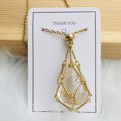 Sparkling Gemstone Crystal Pendant Necklace
