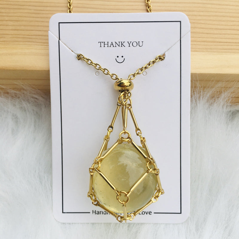 Sparkling Gemstone Crystal Pendant Necklace