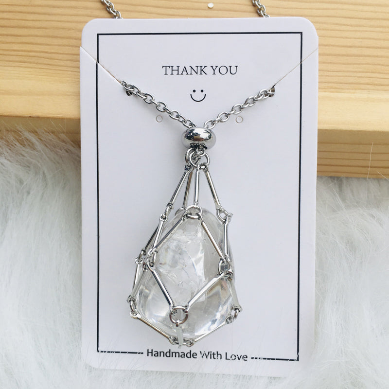 Sparkling Gemstone Crystal Pendant Necklace