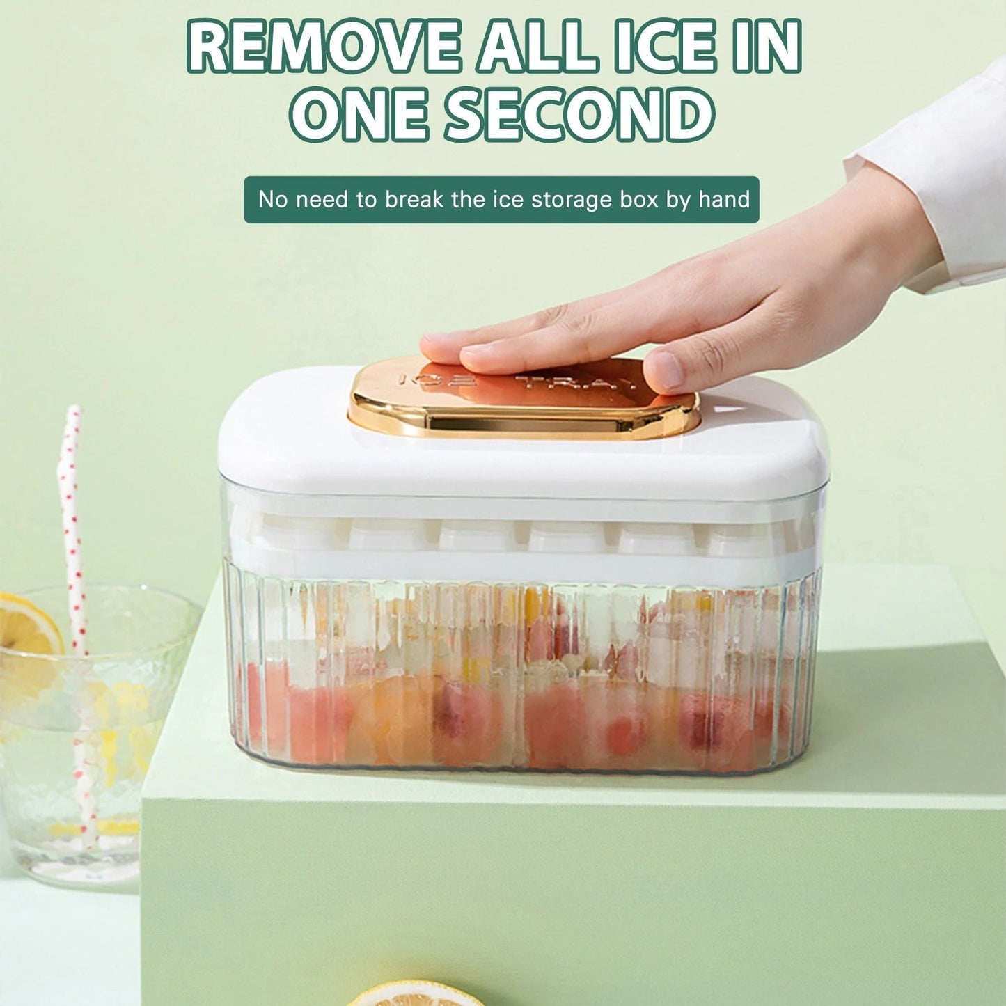 Easy One-Touch Ice Cube Tray Box