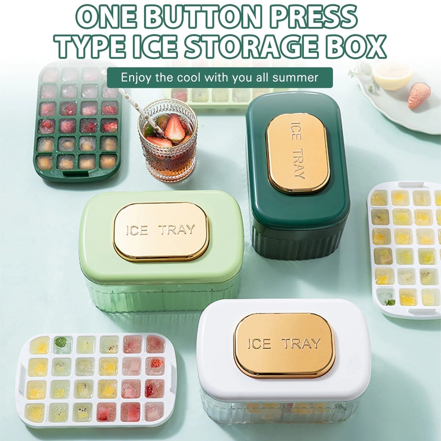 Easy One-Touch Ice Cube Tray Box