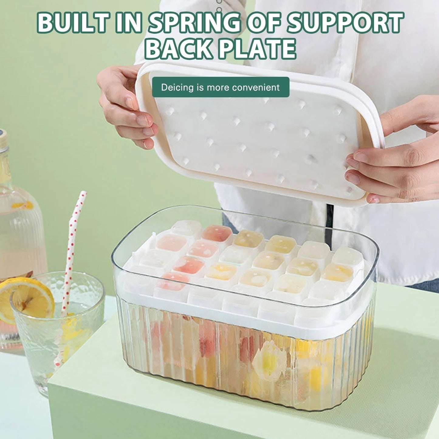 Easy One-Touch Ice Cube Tray Box