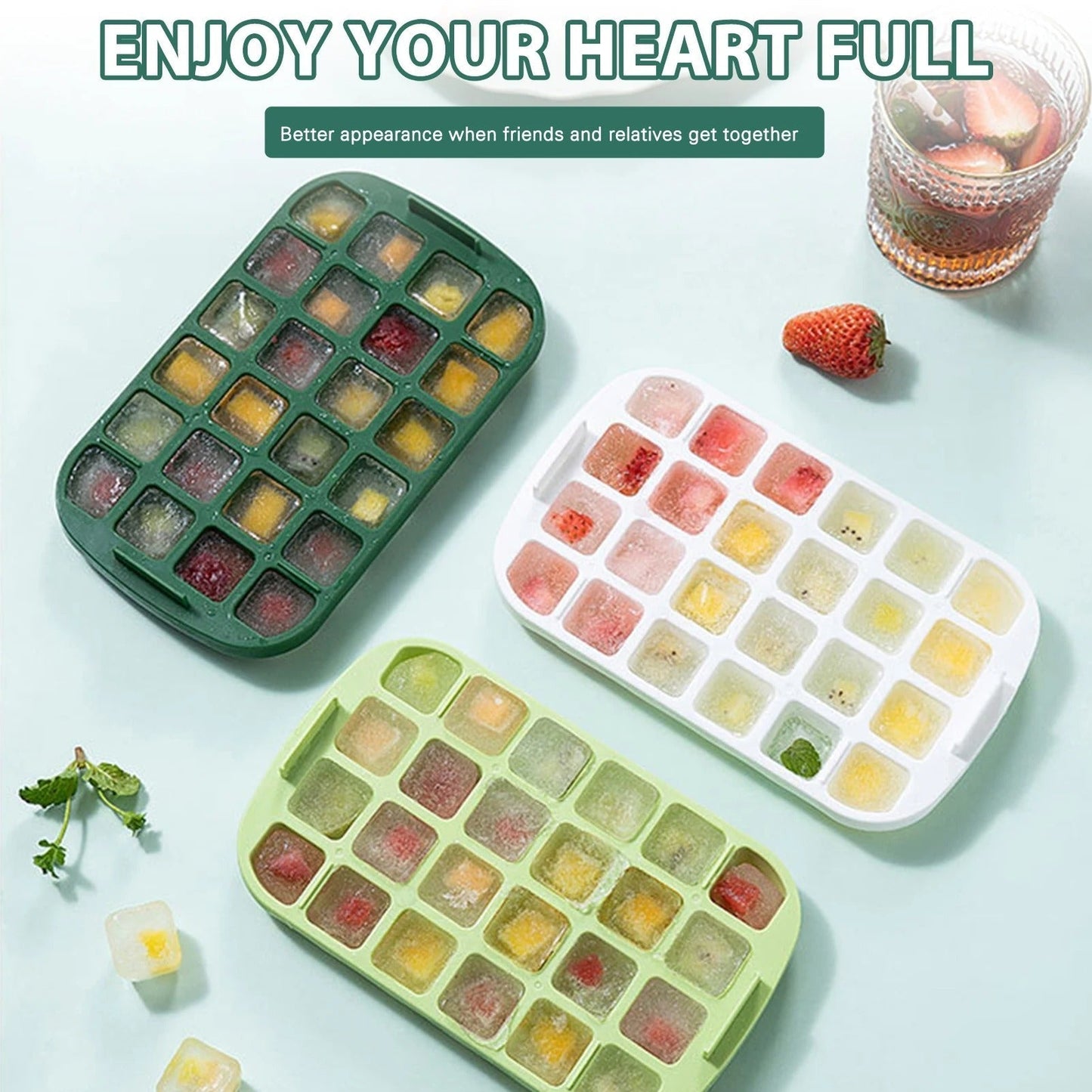 Easy One-Touch Ice Cube Tray Box