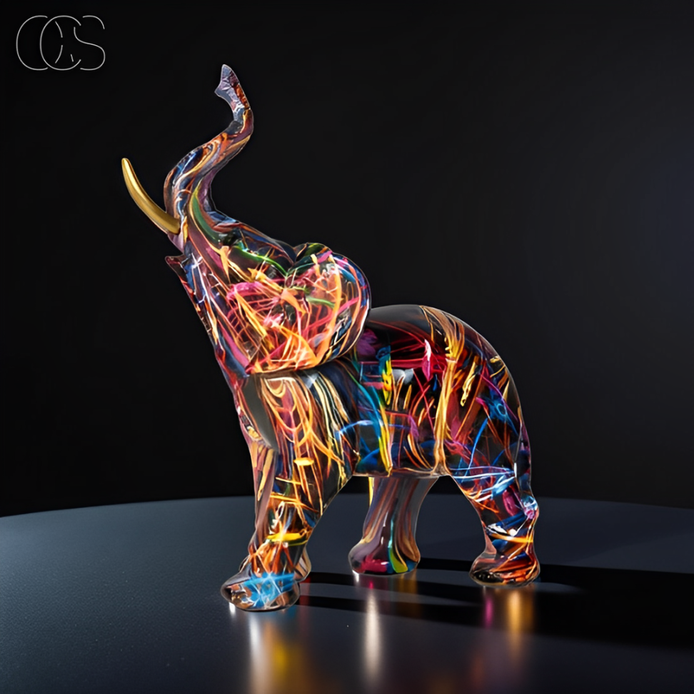 Vibrant Elephant Figurine - Unique African Style Decor