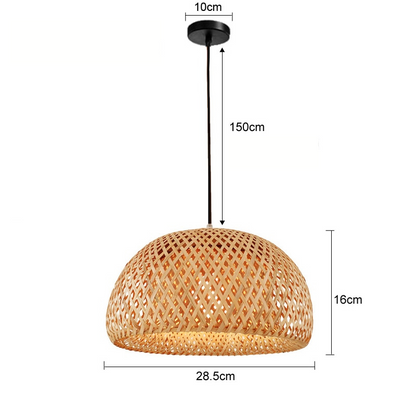 Natural Bamboo Pendant Light with Woven Shade
